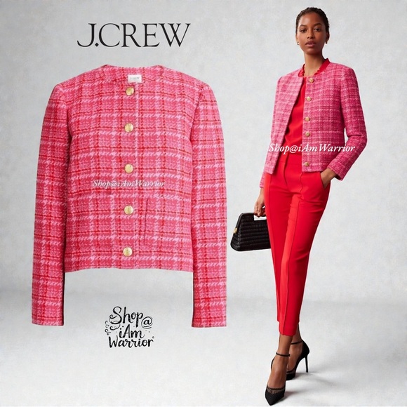 J.Crew (factory) NWT pink & red tweed lady jacket *shop@iamwarrior